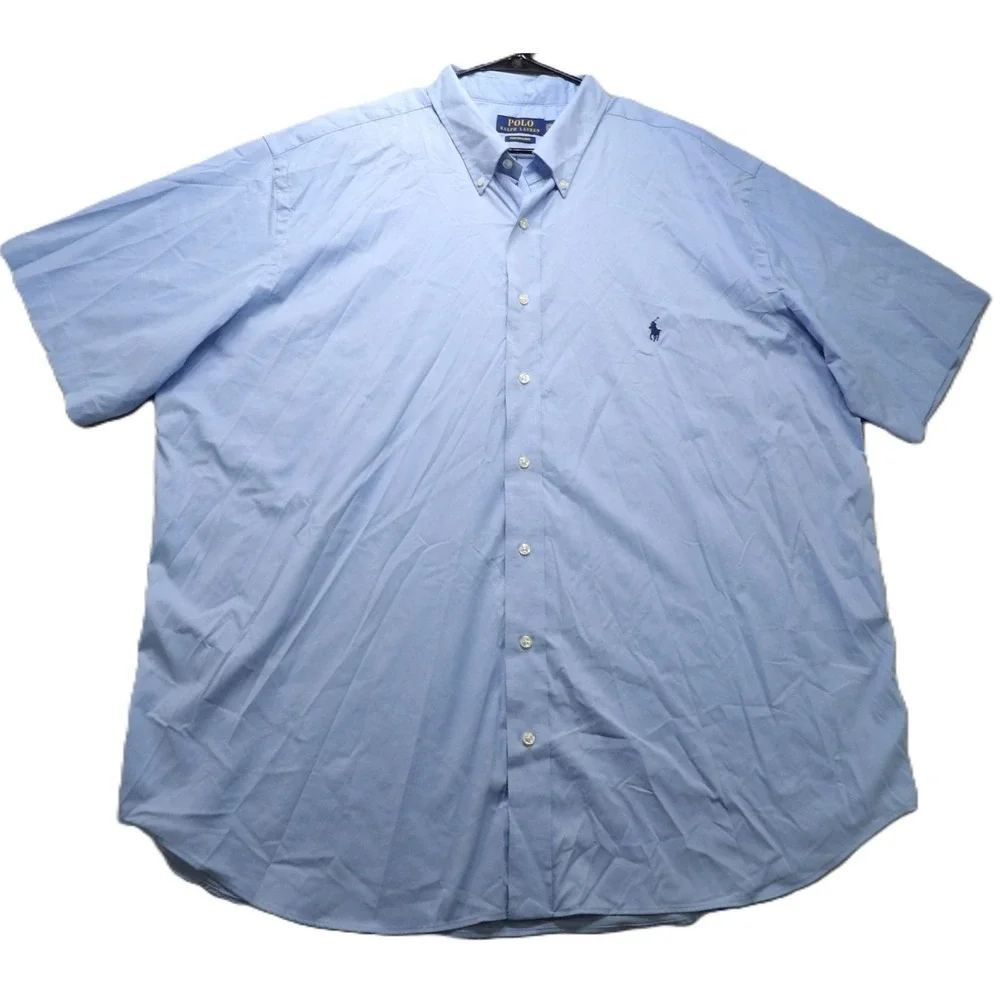 Polo Ralph Lauren Performance Shirt Men 2XB Blue Short Sleeve Button Down Casual